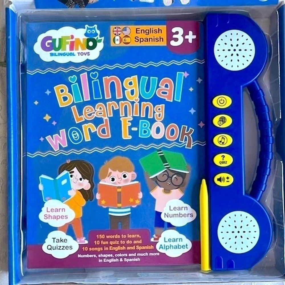 Brand New Bilingual Interactive Learning Word E-Book & Flashcards Toy Spanish